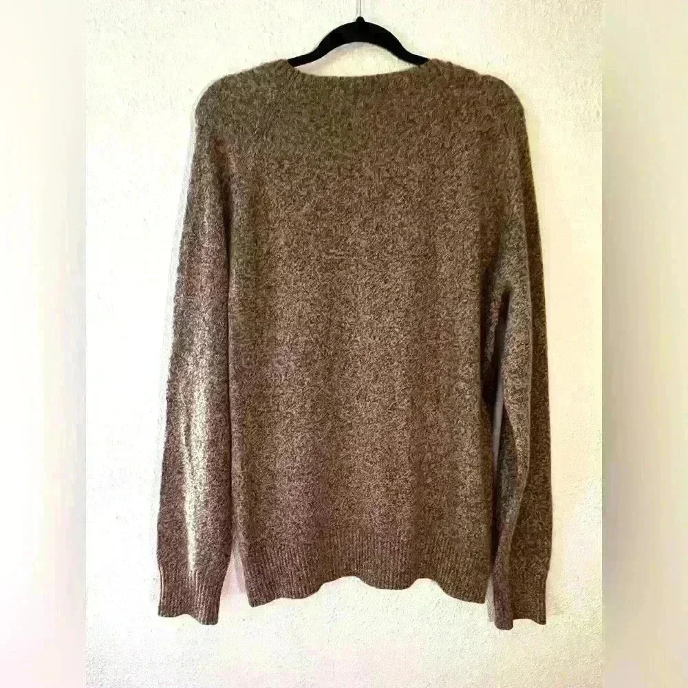 Men’s J. Crew Lamb Wool Blend Tan & Brown Pullover Sweater Recycled Size L